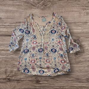 Maeve Floral Blouse With Crochet Detail Size L